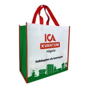 OEM Customized China Custom Logo Shopping Polyester Bag Into Pouch Eco Friendly RPET Tote Reusable Grocery Bags