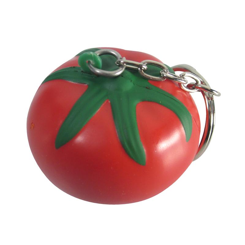 Printed tomato stress ball keychains