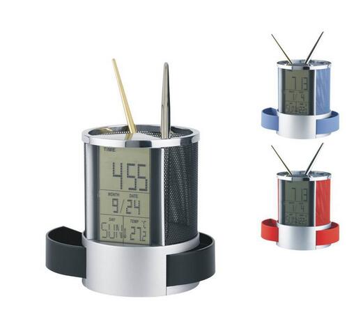 EI-0289 Multifunctional Pen Holder with Digital Desk Alarm Clock